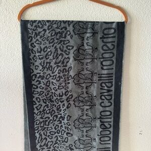 Roberto Cavalli Charcoal and Light Gray Wool Scarf